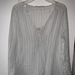 Metallic stripe kaftan top